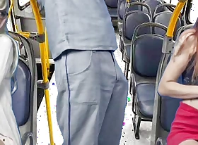 Naughty man thighing women on the crammer and rubbing cock on women in public!