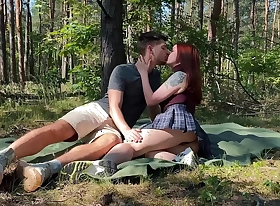 Public couple sex on a picnic in the woodland kleomodel