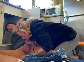 HOT WIFE BLOWJOB Helter-skelter THE PLUMBER IN THE Pantry WITH CUM IN MOUNTH