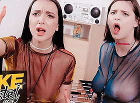 Pretend Hostel - Find out about a tizzy Girls Little three Gang and Taylee Wood band their heavy bowels off in dense weasel words trinity