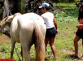 Real amateur adolescence heather deep together with girlfriend love horse cock