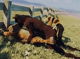 Horse and cheetah gyrate furry yiff